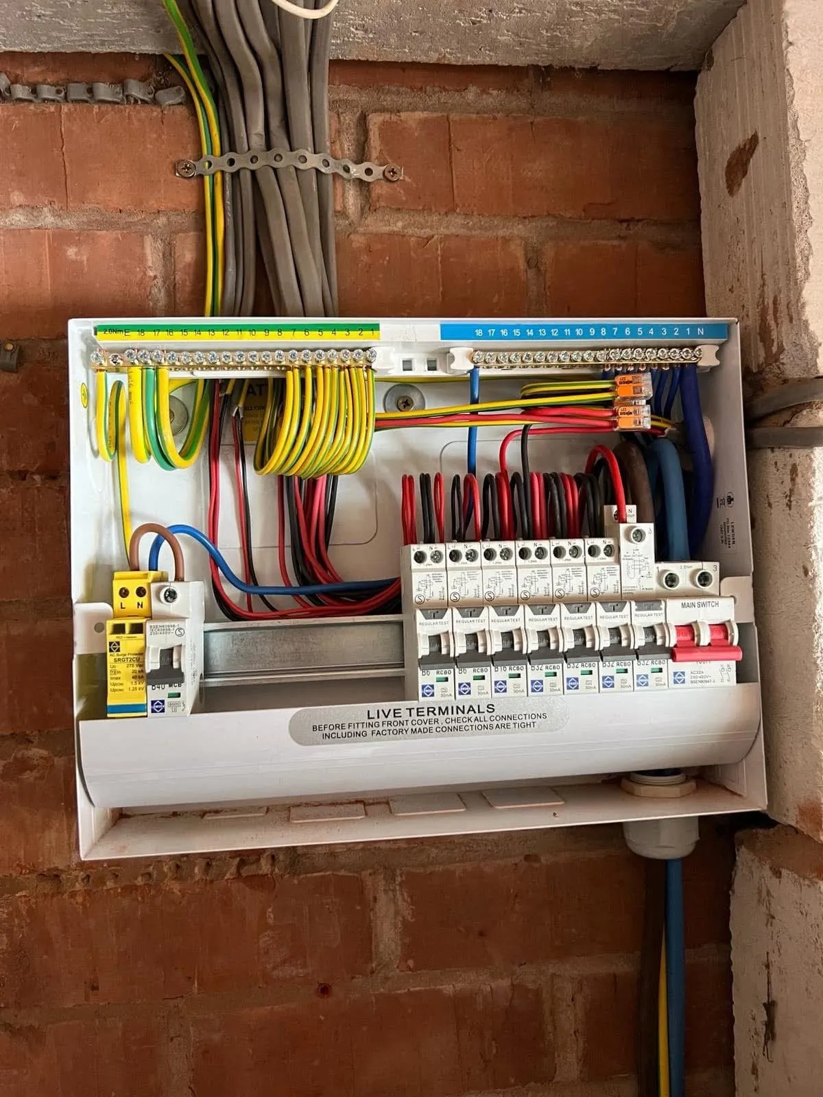Consumer unit upgrade with individually protected RCBO circuits, labelled and certified by NAPIT registered electricians