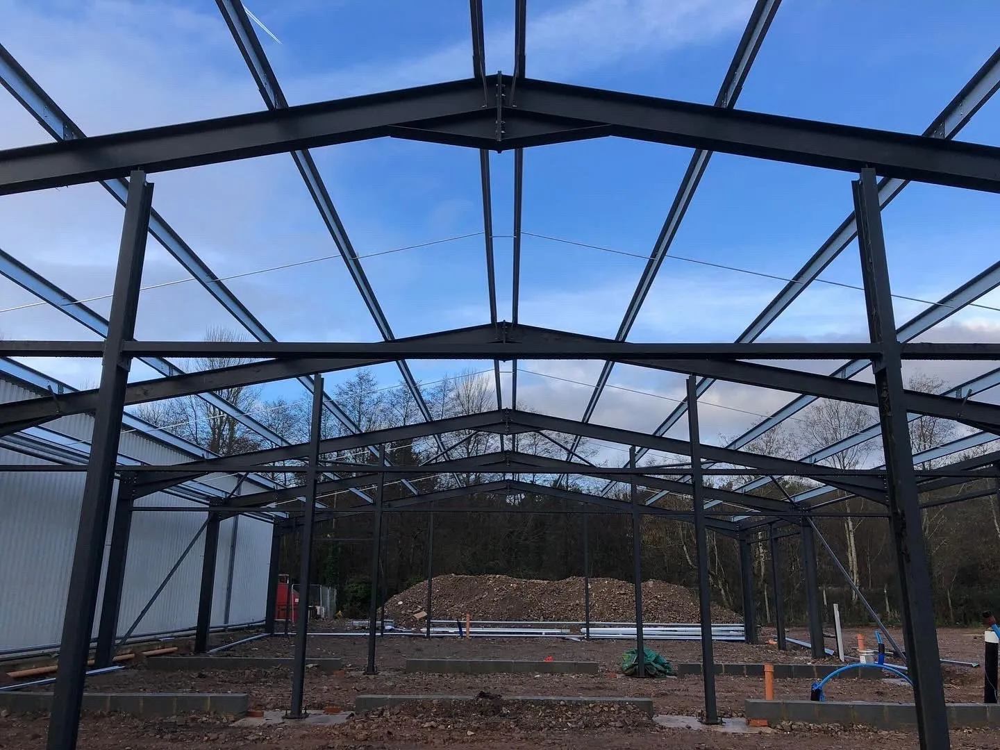 Steel frame erected on a commercial building project in Staffordshire